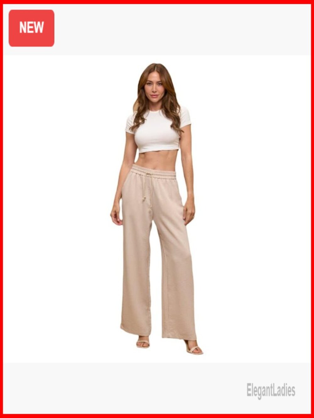 High Waisted Flowy Palazzo Wide Leg Pants with Pockets - Picture 4 of 5